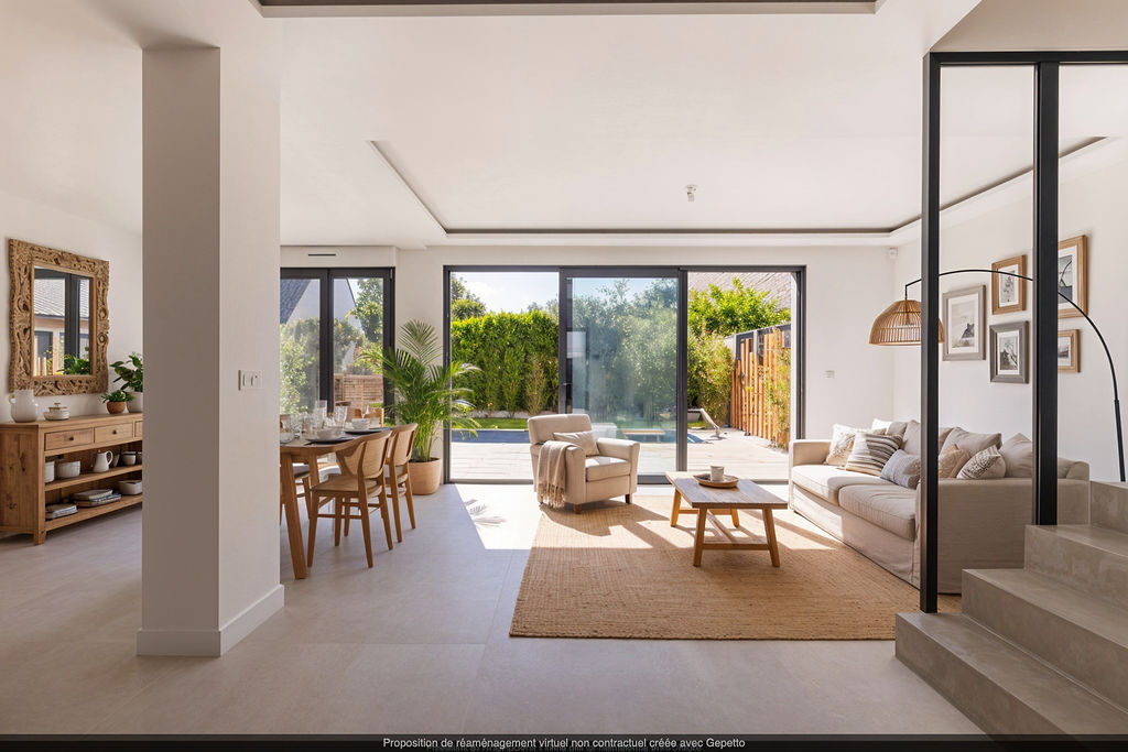 Perspective CROISSY SUR SEINE (78290) Maison NEUVE de 200 m² avec piscine et 4 chambres en-suite Prix : 1 310 000€. Vente maison neuve Yvelines- Agence MOSAIC